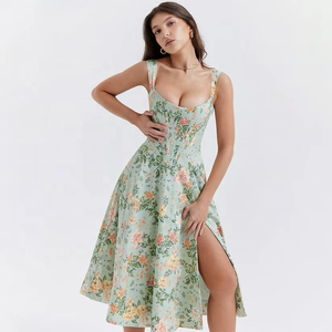 Robe longue décontractée d'été pour femmes, imprimé floral, vente en gros sur mesure en usine - Product Image 4