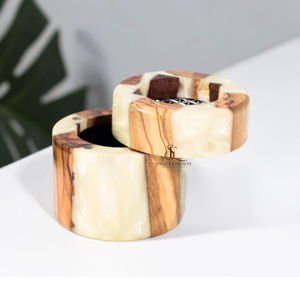 Quemador de incienso árabe de resina y madera, hecho a mano, de forma redonda, para Oud y Bakhoor, para decoración del hogar y aromaterapia, elegante incensario. - Product Image 3