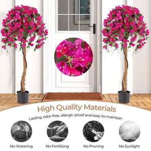 Set di 2 Alberi di Azalea Artificiali Alti 1,37 Metri con Vaso in Cemento Incluso - Product Image 5