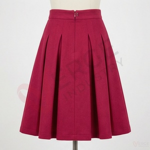 Jupe midi plissée unie taille haute pour femme, longueur mi-mollet - Product Image 2