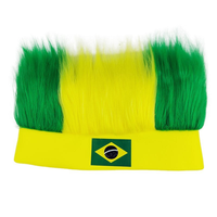 En gros Perruque bandeau afro drapeau national pour supporters de football, pour fêtes et événements sportifs, couleur personnalisable, taille unique unisexe
