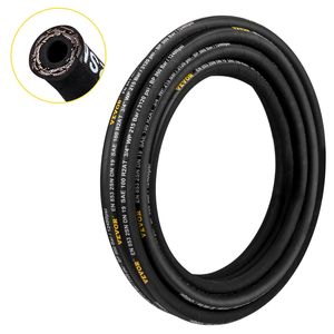 Tubo Idraulico in Gomma Arrotolato da 3/8 Pollici x 50 Piedi, 4800 PSI, con Doppia Treccia in Filo d'Acciaio ad Alta Resistenza per Macchine Edili - Product Image 1
