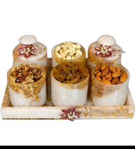Ensemble de contenants de rangement pour épices en résine Glam, décor floral, couvercles hermétiques à clapet, organisateurs de cuisine, forme cylindrique, design artisanal - Product Image 5