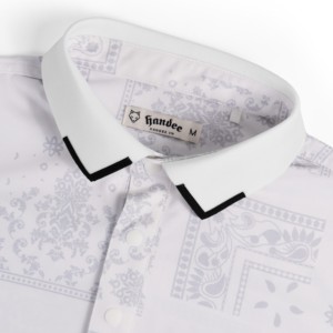 Polo de golf pour homme à manches courtes blanc, imprimé patchwork, respirant, style décontracté, coupe régulière, tissé en polyester - Product Image 2