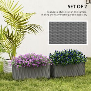 2 Pack 20 Inch Railing Flower Pots Gray Rattan Look Self-Watering Hanging <b>Planter</b> <b>Box</b> for Fence Hanging Baskets Accessories - Product Image 4