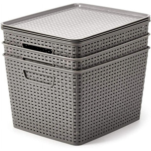 OEM Multi-Functional Household Storage <b>Basket</b> Eco-Friendly Injection <b>Plastic</b> Handle Rectangle Clothing Organizer for Wholesale - Product Image 6