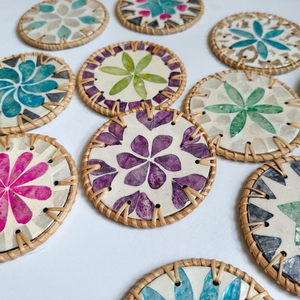 Sous-verre en rotin bohème avec incrustations, style floral et classique, marque TUYET DUNG, modèle FAD4, fabriqué au Vietnam - Product Image 6