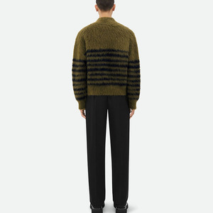 Pull à col roulé en laine/acrylique uni vert olive pour homme, manches longues, pull d'hiver, coupe régulière, séchage rapide, respirant - Product Image 6