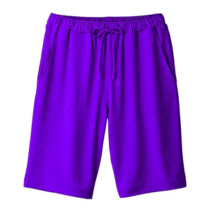 Pantalones Cortos Bermuda de Algodón Azul Marino para Hombre, Cintura con Cordón, Bolsillos, Color Sólido Informal, Tejido de Punto Transpirable - Product Image 5