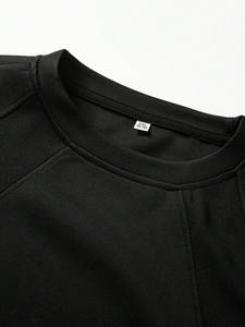 Minimalist Raglan Men's <b>shirts</b> Heavyweight <b>Suede</b> Texture Oversized T-<b>shirt</b> Solid Black Short Sleeve Hip Hop Streetwear Blank Tee - Product Image 2