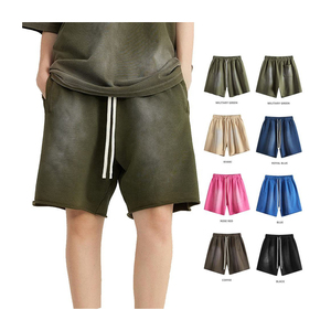 Pantalones Cortos Deportivos para Hombre, Estilo Acid Wash, 100% Algodón, Unisex, con Efecto Desgastado - Product Image 1