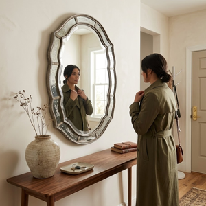 Espejo de Pared Clásico con Acentos Barrocos Venecianos | Espejo Decorativo de Vidrio con Marco Tallado Ornamentado Vintage para Sala de Estar de Lujo, Entrada - Product Image 3