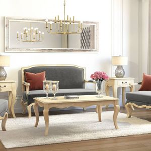 Rectangular Solid Wood Coffee <b>Table</b> <b>White</b> Finish with Smooth Polished Surface and Heavy Duty Structure Contemporary Living Room - Product Image 1