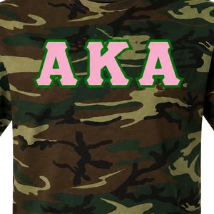 Camiseta AKA Camo Tie-Dye para mujer, manga corta, cuello redondo, algodón suave, camiseta de hermandad, rosa y verde, estampado de letras personalizado - Product Image 4