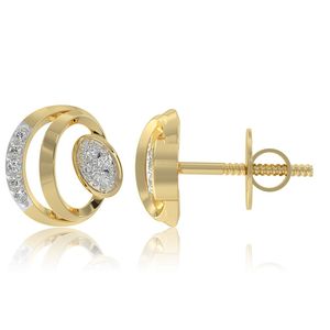 Boucles d'oreilles clous en or jaune avec diamants de laboratoire double ovale - Product Image 2