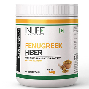 INLIFE Poudre de fibres de fenugrec saveur orange, mélange de poudre de fibres végétales à base de plantes, poudre de plantes naturelles en bouteille pour usage quotidien - Product Image 1