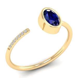 Anillo de Plata de Ley 925 con Moissanita y Zafiro Azul de 0.5 Quilates, Corte Ovalado, para Mujer, Precio al por Mayor REYES - Product Image 2