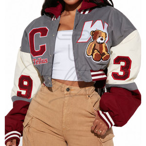 Chaqueta Varsity de Lana Corta Personalizada de Alta Calidad para Mujer, Transpirable, para Tallas Grandes, Uso en el Gimnasio y en Invierno - Product Image 4