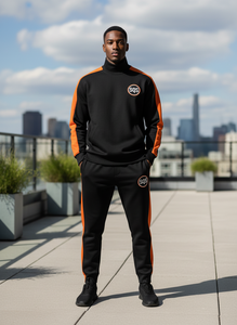Chándal Premium para Hombre de 450 GSM - Negro y Naranja 100% Felpa - Product Image 2