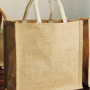 Sac fourre-tout en jute rayé de qualité supérieure pour femmes, logo imprimé personnalisé, sac de transport réutilisable pour les fêtes - Product Image 1