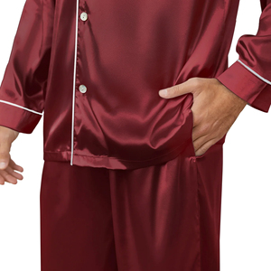 Pyjama pour homme de grande taille, respirant, de haute qualité, en polyester/spandex écologique, manches longues, couleur unie, vêtements de maison, ensemble de vêtements de nuit - Product Image 3