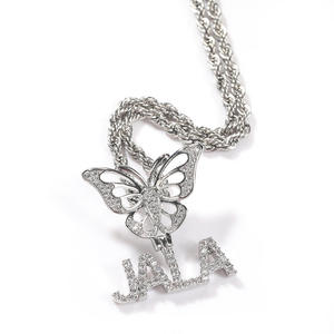 Colgante de Lujo Estilo Hip-Hop con Nombre de Mariposa, Diamantes de Moissanita, Plata, para Fiestas, Eventos y Uso Diario, Amuleto con Letra para Hombres - Product Image 3