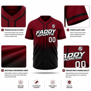 Maillot de baseball personnalisé à boutons, sublimé, uniforme d'équipe pour hommes, vêtements de sport respirants à séchage rapide, chemise d'entraînement, vente en gros - Product Image 3