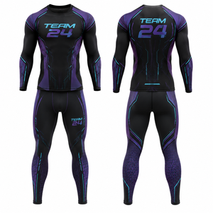 Conjunto de Yoga de Manga Larga con Sublimación Team 24, Cuello Redondo, Cintura Alta, Secado Rápido, Ropa Deportiva de Poliéster - Product Image 1