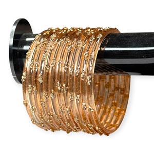 New 2026 Dark Peach Designer Trendy Raindrop Glass Kashmiri <b>Bangles</b> Set for Wedding and Daily Wear at Wholesale Price - Product Image 1