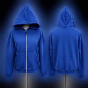 เสื้อฮู้ดซิปผู้ชายไล่เฉดสีทรงโอเวอร์ไซส์สไตล์ลำลองสำหรับฤดูใบไม้ร่วง แขนยาว ดีไซน์กระเป๋าเสื้อแบบถัก - Product Image 3