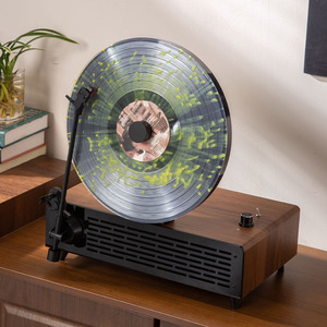 Factory Custom Vertical <b>Record</b> <b>Player</b> Turntable Vintage Wooden Phonograph BT <b>Speaker</b> <b>For</b> Home Bedroom Office Decor Gift - Product Image 2