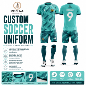 ชุดเสื้อฟุตบอลสั่งทำ ROMAA แบบซับลิเมชั่น แขนสั้น ทรงสปอร์ต ยูนิเซ็กซ์ ผ้าสี่ทิศทาง ยืดหยุ่นได้ คอวี ระบายเหงื่อ ลายเรขาคณิต - Product Image 4