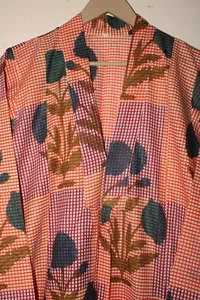 Boho Rust Orange Hand Block Printed Cotton Maxi <b>Dress</b> Women Floral Casual <b>Loose</b> Fit A Line <b>Dress</b> - Product Image 2