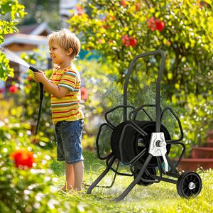 Carrello Porta Tubo in Acciaio da 30m/15m per Tubi da 5/8" Nero - Carrello Portatile per Tubo dell'Acqua (Tubo Non Incluso) - Product Image 2