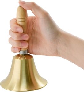 Cloche à main en laiton pour rituels de prière avec manche en bois, cloche royale en laiton pour hôtels de luxe, décoration intérieure, méditation, son clair - Product Image 2