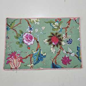 Indian Handmade Printed Quilted Cotton <b>Placemat</b> Floral <b>Dining</b> <b>Table</b> Mat Bulk Export Manufacturer Eco Friendly Boho <b>Placemat</b> OEM - Product Image 1