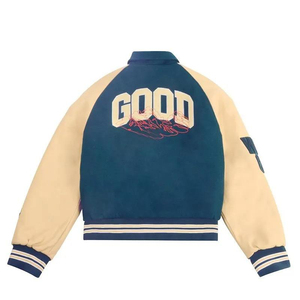 OEM Breathable <b>Men's</b> Bomber <b>Jacket</b> Chenille Embroidery <b>Leather</b> Sleeves Custom Trendy Team Basketball <b>Jacket</b> OEM - Product Image 5