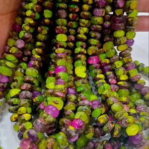 Perles de pierres précieuses en opale verte naturelle, turquoise cuivrée, rondelles lisses, taille 8 mm, vendues par brin de 8 pouces de long - Product Image 4