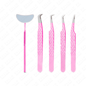Juego de Pinzas para Extensión de Pestañas de Acero Inoxidable Rosa al por Mayor con Puntas de Fibra, Logotipo Personalizado, Herramientas para Pestañas de Volumen para Profesionales - Product Image 5