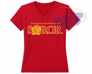 T-shirt de la sororité NSPDK, design avec lettres grecques, pour membres de la sororité, rouge, 100% coton, tissu respirant de haute qualité, col rond - Product Image 1