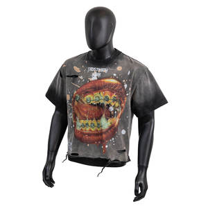 T-shirts Homme en Coton Coupe Ample et Décontractée, Style Streetwear, Détails Effilochés et Tendance, Vente en Gros - Product Image 1