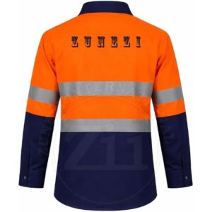 Camisa de Trabajo Zii de Alta Visibilidad Reflectante, Color Naranja Marino, Manga Larga, Corte Regular, Protección Contra Vapores, para Fábrica o Taller - Product Image 6