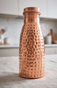 Bouteille d'eau en cuivre pur martelé, anti-fuite, pour la pratique de la yoga et de la fitness ayurvédique, récipient à boisson en métal de luxe - Product Image 4