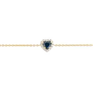 14K <b>Solid</b> <b>Gold</b> Heart Cluster Diamond & Sapphire Bracelet VVS2 Clarity IGI Certified - Product Image 2