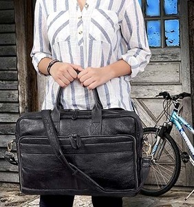Elegante Maletín de Cuero Genuino Vintage para Portátil, Bolso Negro Suave, Resistente al Agua, Anti-Robo, Diseño Portátil - Product Image 6