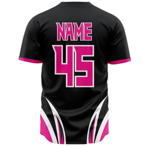 Camiseta de Béisbol Personalizada para Hombre, Negra y Rosa, con Botones, Transpirable, Uniforme de Equipo de Softbol, Camiseta Deportiva para Entrenamiento y Juegos - Product Image 3