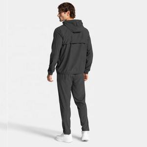 Men Lightweight Windbreaker Tracksuit Set Hooded Zip Jacket Jogger Pants OEM ODM Custom Sportswear Wholesale - Product Image 2