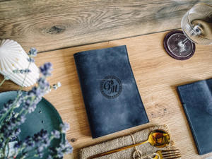 Porte-menu pliable élégant et luxueux en cuir véritable, durable, avec protection pour restaurant, café, hôtel, couverture de menu LMC-0183 - Product Image 4