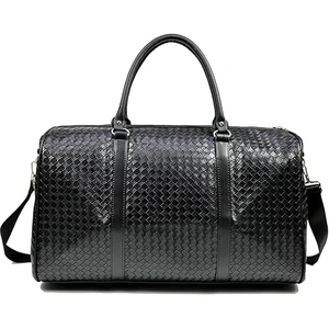 Leather Duffle Bag <b>Weekender</b> Genuine Cowhide Goatskin Travel <b>Holdall</b> Carry on Luggage 15inch Zipper Water Resistant - Product Image 1