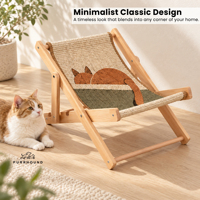 Chaise de plage pliable en bois PurrHound avec griffoir pour chat